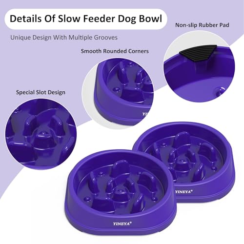 YINEYA Anti-Choking Slow Feeder Dog Bowls Small Size Dog, Slow Feeder Cat Bowl, Supplies and Puzzle for Pet - color: I - Purple, size: Small