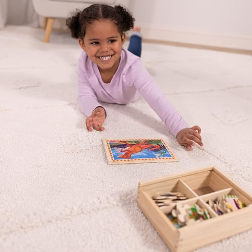 Melissa & Doug 4-in-1 Wooden Dinosaur Puzzles, 48-Piece Jigsaw Puzzle Set - style: Dinosaurs