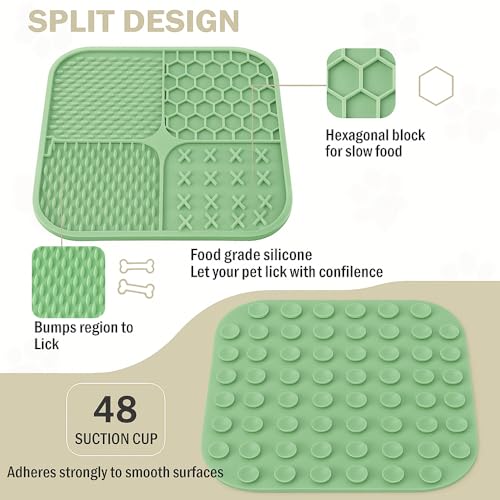 4-Piece Dog Puzzle Toy Set with Lick Mat and Slow Feeder - color: Green