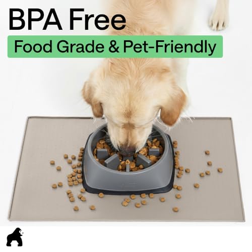 GORILLA GRIP Dog Food Mat, 100% Waterproof Silicone, 32x24 Beige - color: Beige, size: 32"l X 24"w