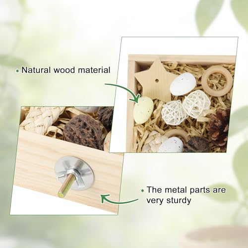 Bird Foraging Toys Box, Wooden Foraging for Bird, Wood Color M - color: Wood Color, size: Medium