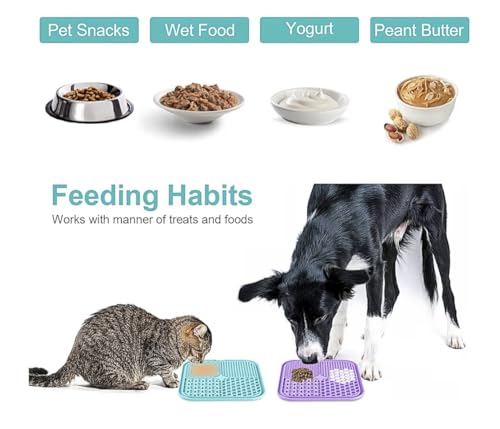 Dog, cat Silicone Food Grade Licking mat Slow Feeder Great for Yogurt,Peanut Butter Cold Smear Treats (Black, Medium) - color: Black