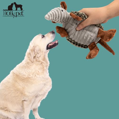 Hollypet Armadillo Squeaky Puppy Dog Toys for Small Medium Dogs, 8" - color: Olive Drab, size: 8 IN
