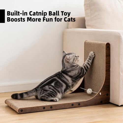 26.8 Inch Cardboard Cat Scratching Post for Indoor Cats 2-Pack - size: 26.8 Inch 2-Pack Walnut Color