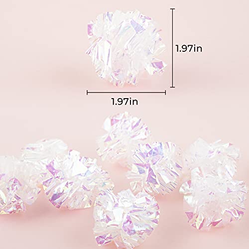 AUEAR, 20 Pack Dye Free Cat Crinkle Balls 2" Mylar Sounds Shiny Kitty Glitter for Cats