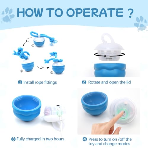 Goosheep 2026 New Interactive Dog Toys, Automatic Moving Dog Ball for Medium/Large Dogs, Interactive Smart Rolling Dogs Toy Ball with Light Up to Keep Them Busy(Blue) - color: Blue
