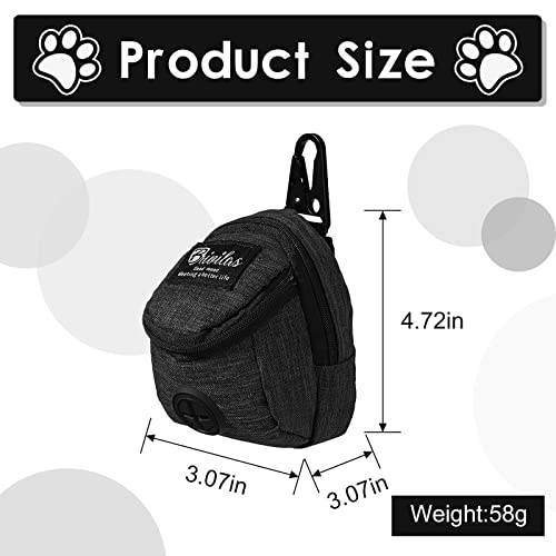 FuninCrea Dog Treat Pouch Bag, Black, 4.7 x 3.1 x 3.1 inches (12 x 8 x 8 cm), Oxford Cloth, Dog Training Treat Pouch with Built-in Poop Bag Dispenser, Practical Classic