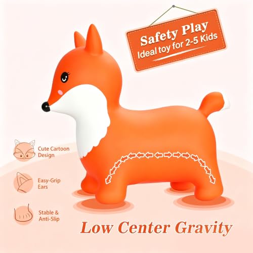 INPANY Fox Bouncy Horse Hopper Toys, Zoo Animal Toys, Gifts Toy for Kid - color: Orange Fox