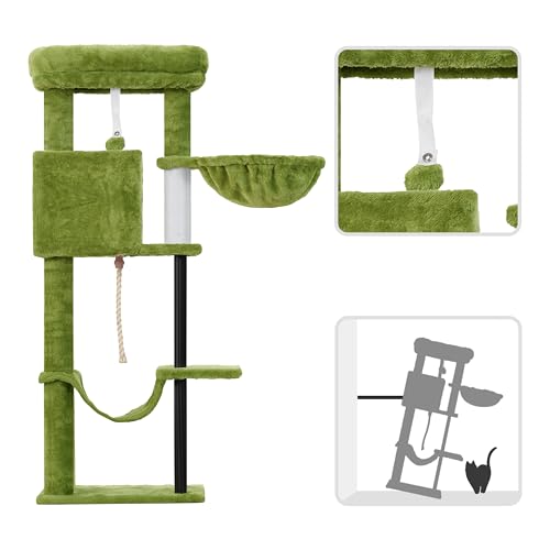 Gitelsnour Cat Tree, 43.3'' Cat Tower with Hammock for Kittens GCT004SGR - color: Green, size: 43.3 inches