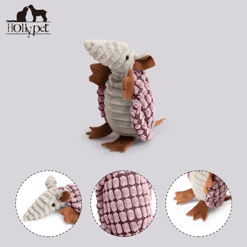 Hollypet Armadillo Squeaky Puppy Dog Toys for Small Medium Dogs, 6" - color: Pink, size: 6 IN