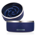 FAHRMOSIS 32 Oz Dog Bowl with Slow Feeder Insert Stainless Steel Pet Water Bowl for Medium & Large Breed Non Slip Rubber Base & Plastic Puzzle Feeder - Navy Blue - color: Navy Blue, size: 32 OZ