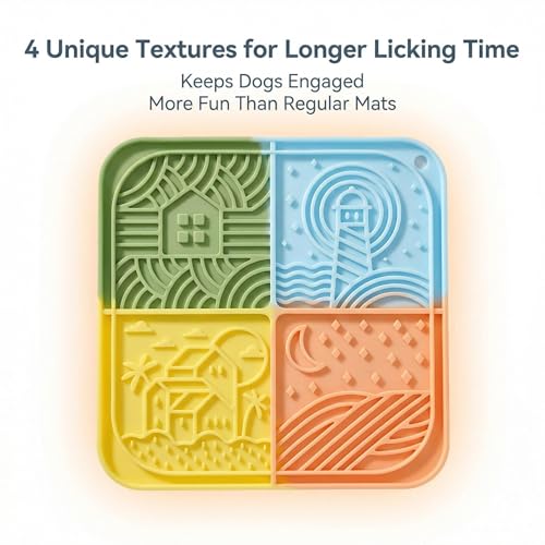 Dog Lick Mat with Suction Cups, Silicone Slow Feeder Mat for Anxiety Relief, Multicolor - color: Multicolor