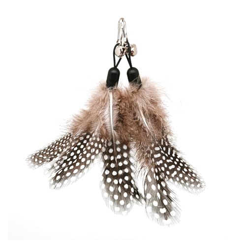 miwoowim 12 Pack Cat Wand Toy Refills with Bells, Teaser Toys Replacement - color: 12 colored feather replacements