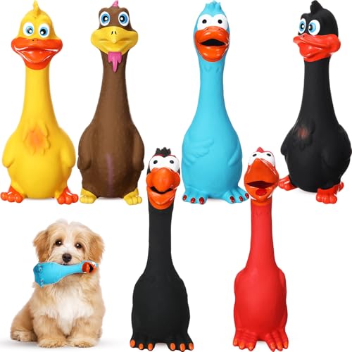 6 Pcs Latex Chicken Squeaky Dog Toys for Small Med Dogs, Cute Style