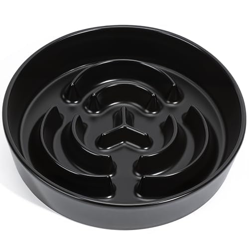 Ceramic Slow Feeder Dog Bowls 0.6 Cups for Small Fast Eaters,White - color: Black, size: S - 0.6 Cups