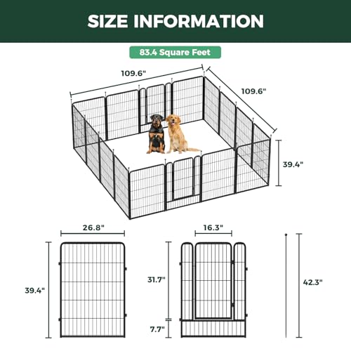 FXW Rollick Dog Playpen, Indoor, Yard & RV Camping, 40" H, 16 Panels - color: Black, size: 40"H