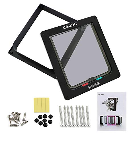 CEESC X-Large Cat Door for Interior/Exterior, Black, for Pets up to 25 lbs - color: Black, size: XL- Inner size: 7.9"(W) x 8.7"(H)
