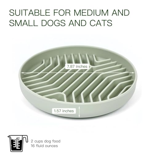 Silicone Slow Feeder Dog Bowls, Puzzle Design with Suction Cups (Green) - color: Green