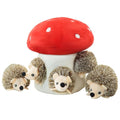 Hide and Seek Dog Toys, Mushroom Crinkle Paper Hideaway with 5 Pack Squeaky Hedgehogs Interactive Plush Puzzle Puppy Chew Toy to Keep Them Busy for Small Medium Large Dogs - color: Mushroom Hideout with 5 Hedgehog Brown