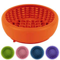 Dog Slow Feeder Lick Bowl, Freeze Lick Mat with Suction Cup - color: Orange, size: Small