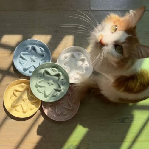 2 Pcs Cat Slow Feeder Bowl – Whisker Friendly Melamine Puzzle Feeding Cat Bowl for Slow Eating – Wet & Dry Food – Dishwasher Safe, Lightweight, Non-Slip (Buttercream + Shell White, 6.3'') - color: Buttercream + Shell White