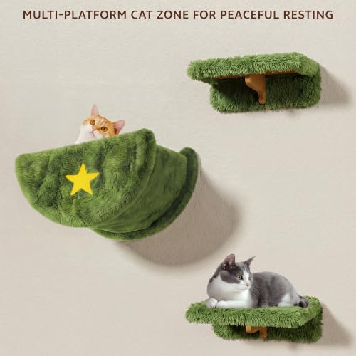 13-in-1 Cat Wall Shelves, Moon & Bridge Cat Wall Furniture, Green - color: Green, size: 13-in-1