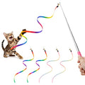 Potaroma Interactive Cat Wand Teaser Toy, Retractable, 4 Ribbons