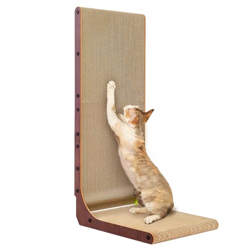 EHEYCIGA Cardboard Cat Scratcher for Indoor Cats, 32 Inch, Dark Brown - color: Dark Brown, size: 17x13.1x32