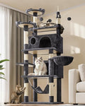 Yaheetech 67in Multi-Level Cat Tree Tower with Dangling Teaser Toys - color: Dark Gray