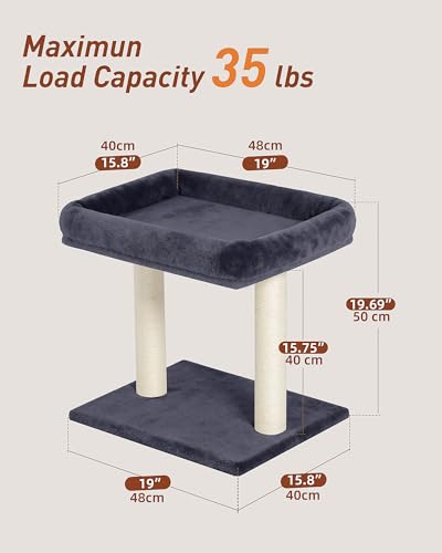 19" Small Cat Tree with Scratching Post for Indoor Cats with Perch - color: Dark Gray