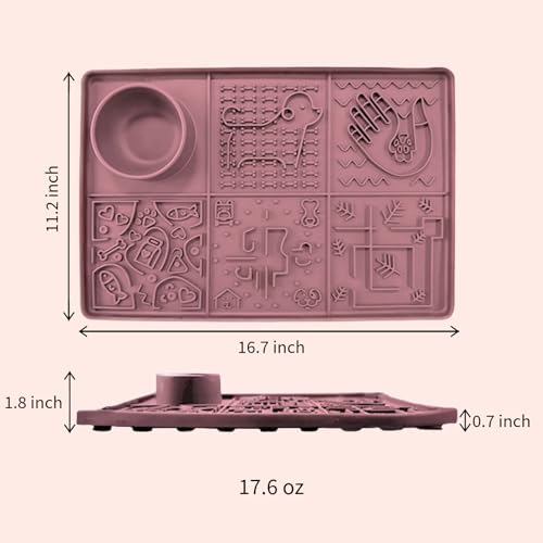 Dog Lick Mat, Large 11.2 x 16.7 in Slow Feeder with Strong Suction, Pink - color: Pink