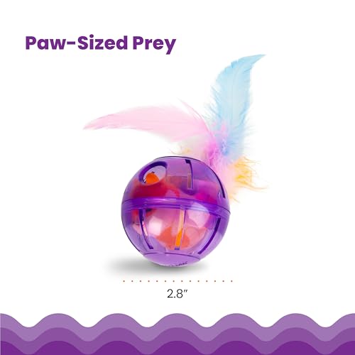 Catstages Hamster Ball Interactive Treat-Dispensing Ball Puzzle Cat Toy with Removable Squeaking Plush Hamster, Purple