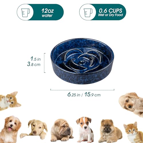 vancasso Slow Feeder Dog Bowl, 0.6 Cup Ceramic Puzzle Dish for Small Breeds - color: Blue, size: S - 0.6 Cups