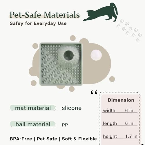 PEDAY Nonslip Silicone Cat Lick Mat Slow Feeder with Rolling Ball