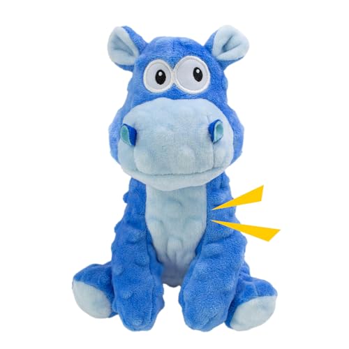 Squeaky Stuffed Dog Toys, Chew Hippo for Large Medium Small Breeds - color: Blue