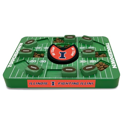 Pets First NCAA Illinois Large Puzzle Toy, Interactive Treat Dispenser, Slow Feeding Toy for Dogs, New Large Size - color: Illinois Fighting Illini, size: Large