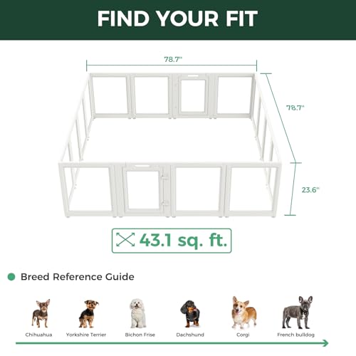 FXW AuraSpace Clear Acrylic Indoor Dog Playpen, 24" H, 16 Panels, White - color: White, size: 24"H