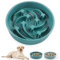 Ceramic Slow Feeder Dog Bowls,2 Cups Dog Food Dish for Medium & Large Breed - color: Dark Green-L