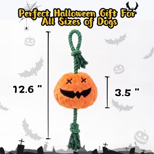 Halloween Fall Pumpkin Squeaky Tug Rope Dog Toys for Small & Medium Dogs - style: Halloween Jack-o-lantern Pumpkin