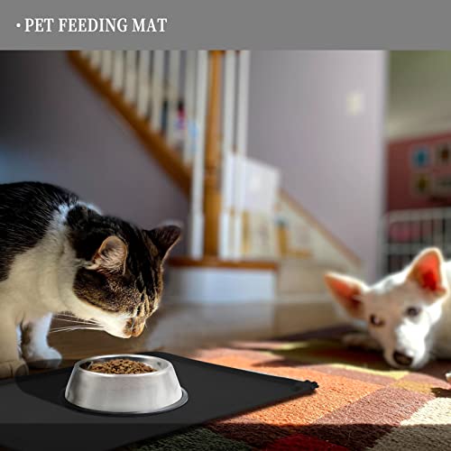 Reopet Silicone Pet Feeding Mat - Waterproof & Non-Slip Dog Cat Placemat - color: Black, size: 32" x 24"