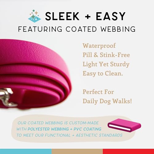 Wildebeest Funston Waterproof Dog Leash - Heavy Duty 4ft Long Leash for Small, Medium and Large Dogs - 1000D Nylon, Scratch & Stink-Resistant & Pill-Free - Nylon Wrap Handle (3/4" Wide, 4 ft Length) - color: Fuchsia(Pink), size: 4 ft