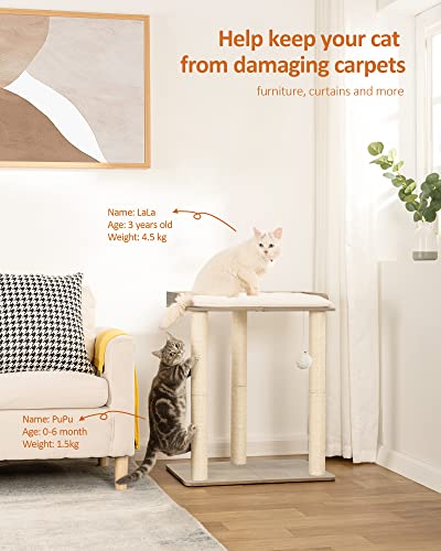 FourFurPets Modern Cat Tree for Large Cats, Full Sisal Cat Scratching Post - color: Greige, size: 22"L x 15.7"W x 26.7"H