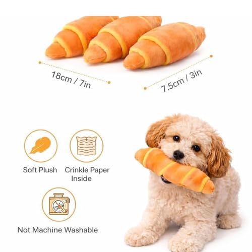 Kalika Dog Toys for Small Dogs – Interactive Dog Toy, Dog Enrichment Toy, Snuffle Mat Dog Puzzle Toy for Puppies, Plush Dog Chew Toy for Boredom & Mental Stimulation (Croissant Plush Toy)