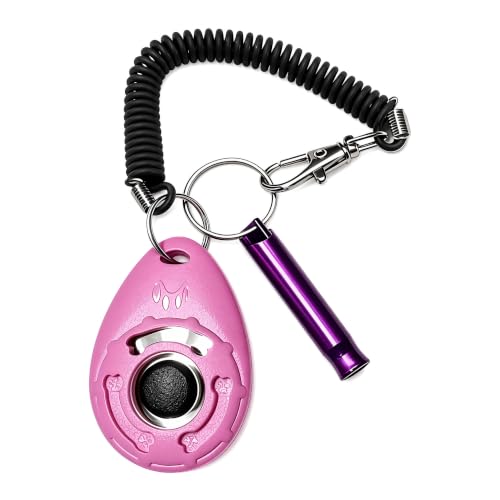 Dog Training Clicker, dog training & behavior aids, dog training kit (Pink) - color: Pink