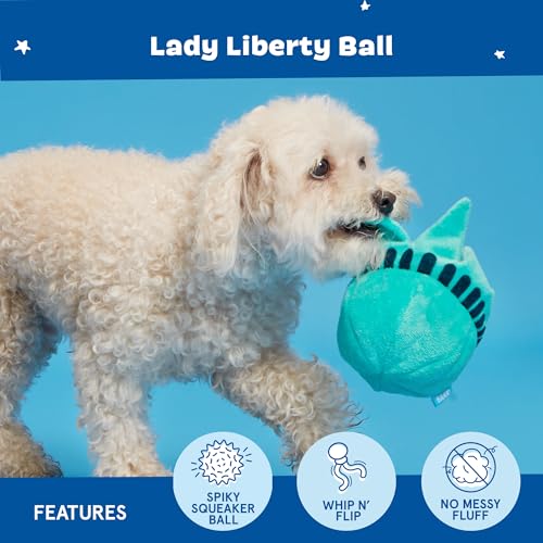 BarkBox Lady Liberty Ball 2-in-1 Interactive Plush Dog Toy - color: Liberty Ball