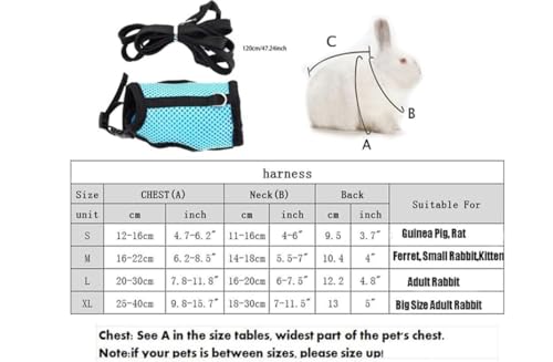 Bunny Harness with Leash Escape Proof Rabbit Harnesses Mesh Vest Red L - color: Red, size: L(Neck:6"-7.5" Chest:7.8"-11.8")