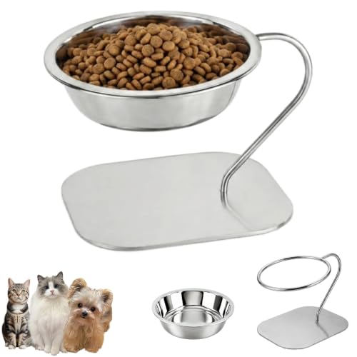 Elevated Cat Bowls,15° Tilt Stainless Steel Raised Feeder,1PC - size: B-1PC