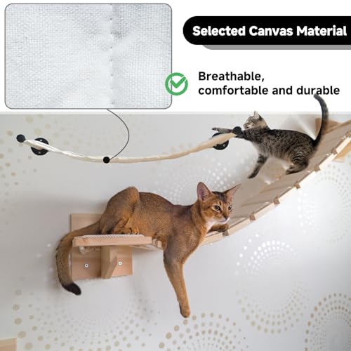 Cat Hammock Wall Mounted, Wall Mounted Cat Shelves, 35.43 x 12.99 in - color: Canvas Long