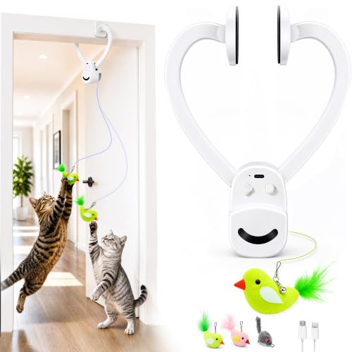 CATPICK Interactive Doorway Cat Toy, No-Adhesive Clip-On for Indoor Cats - color: White