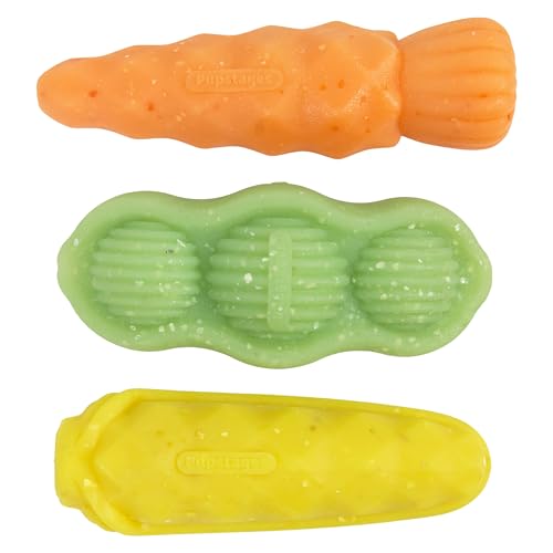 Flex-Force Veggie Dog Chew Toy for Moderate Chewers, 3-Pack, 4.9"